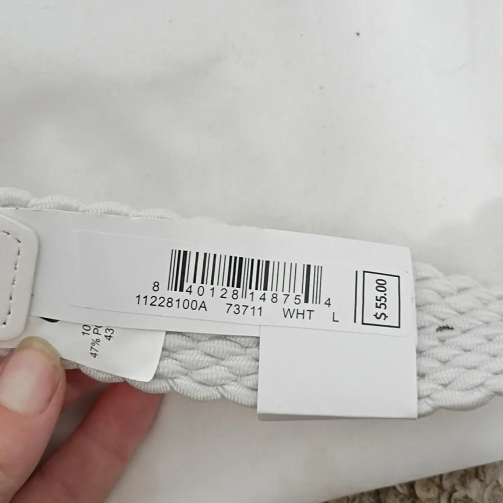 NWT Nike Golf White Braided Stretch Woven Belt Mens Size Large 40-42